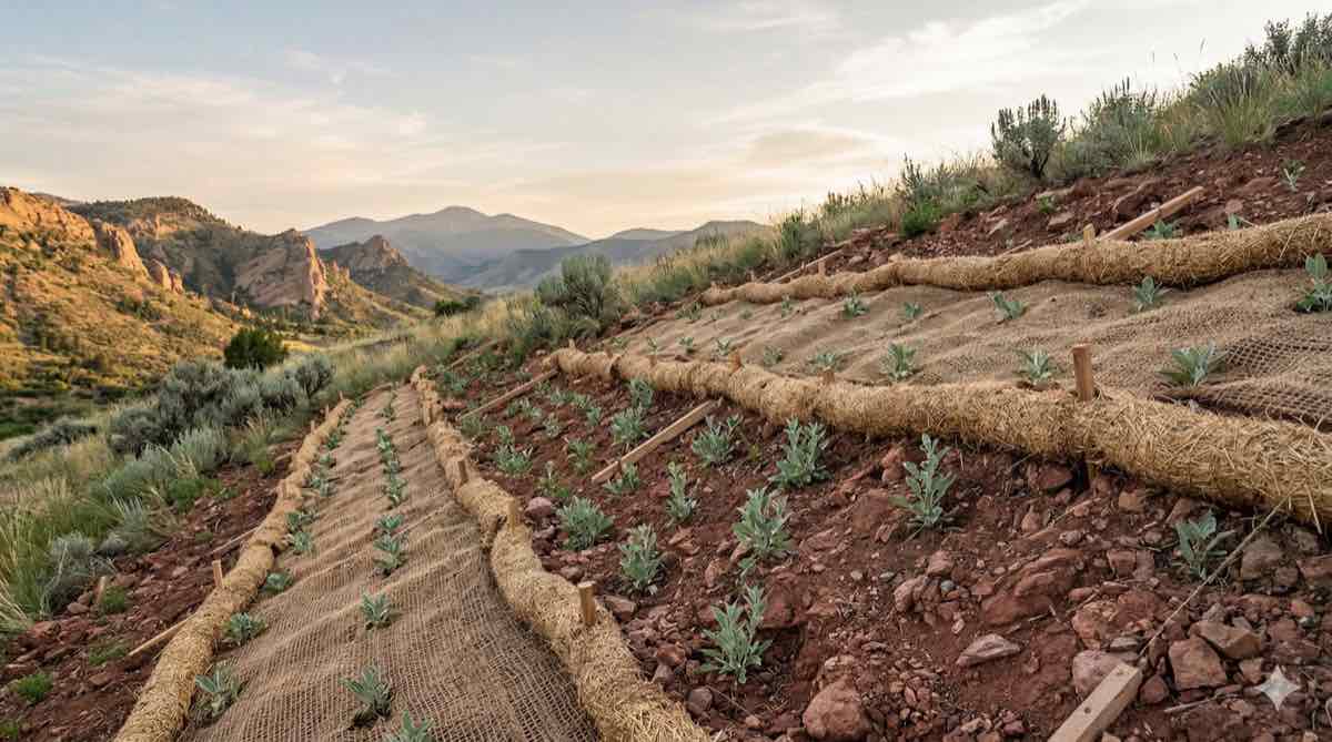 Straw mulching and crimping for seed protection